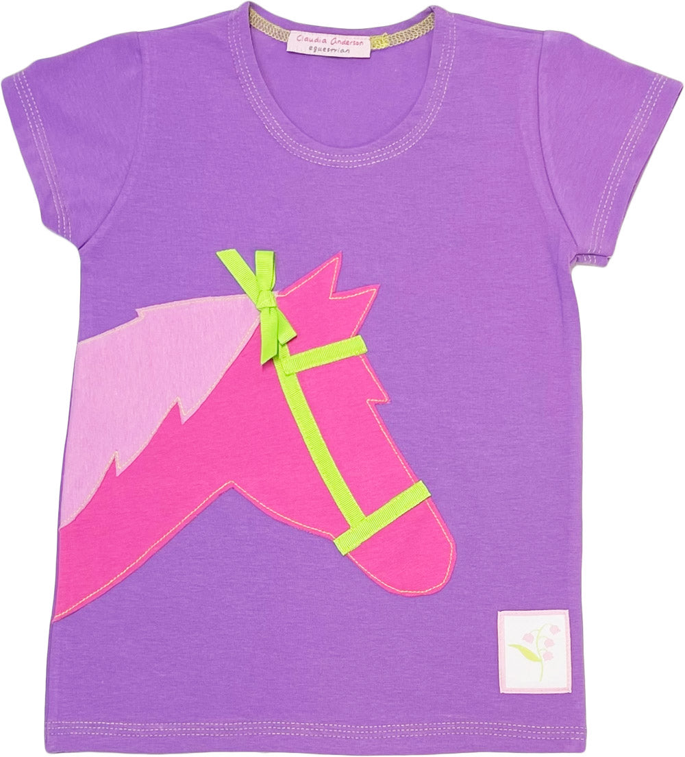 Lavender Tee w/ Hot Pink Horse and Halter