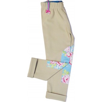Tan Pant with Summer Rose
