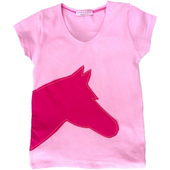 pink tee with hot pink horse silhouette
