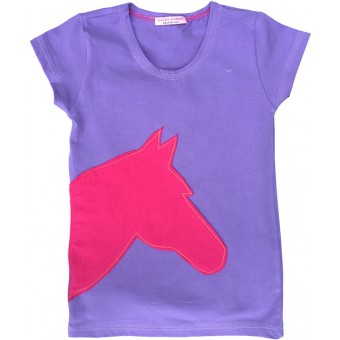 Lavender tee with hot pink horse