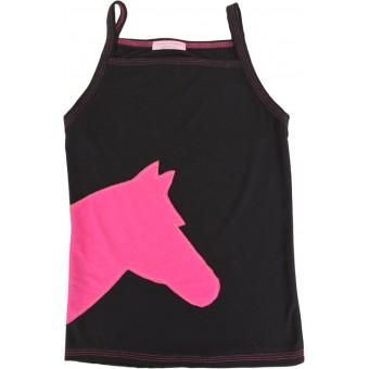 Black Tank w/ Bright Pink Horse