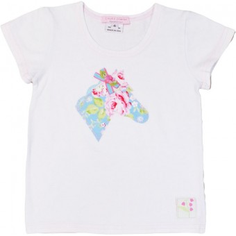 White tee with Summer Rose horse  appliqué 