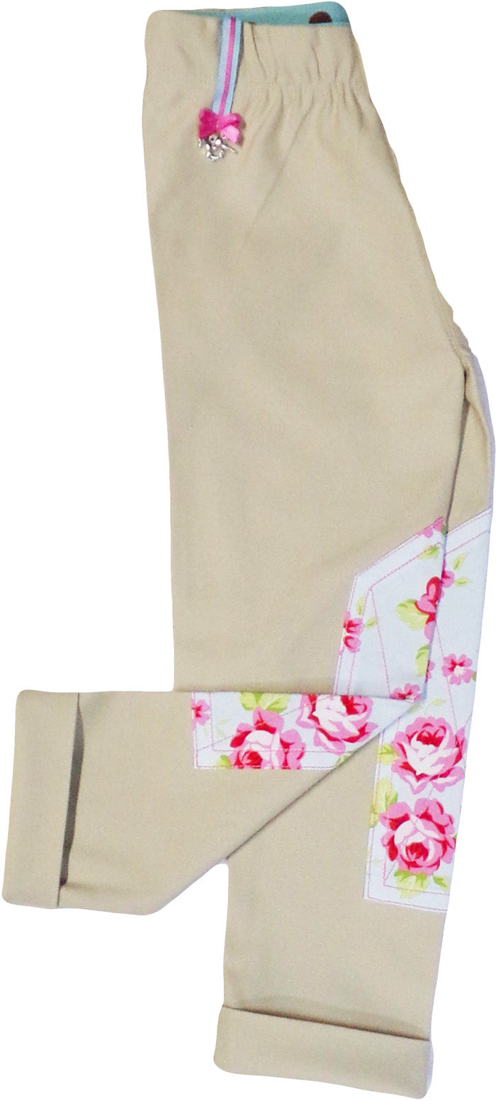 Tan Pant w/ Light Blue Rose Floral